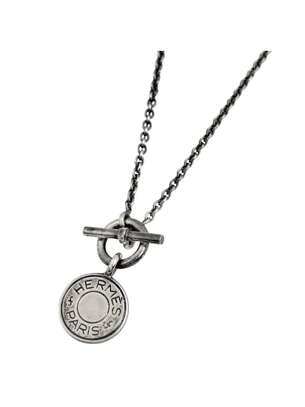 Hermes Necklace Sellier Lariat 925 Sterling Silver